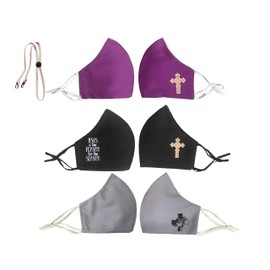 MUST Religion Cross Jesus Catholic Religious Christians Face Mask Reusable & Washable Breathable Bandanna with Filter Slot Inside Cotton 100 with Nose Wire (1, 3 Pack Holy Week) 6PCS
