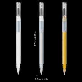 SMOOTHERPRO Gold Silver White Gel Pen Set | Highlight Gel Ink Pen | 1.0 mm Pens | for Black Paper Drawing Sketching Illustration Wedding Invitations (GWS10-9) | 9 Pieces