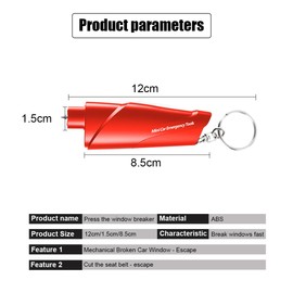 JNNJ 3-in-1 Emergency Hammer, Car Safety Hammer, Emergency Tool, Car Emergency Hammer with Seat Belt Cutter for Car Glass Window, Window Breaker for Underwater and Land (Red)