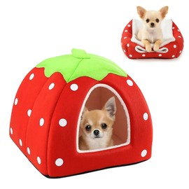 Guinea Pig Bed, Strawberry House for Small Animals, Warm and Cosy Guinea Pig Accessories, Perfect Rabbit Bed for Winter, 24 x 24 cm, Made of Soft Fabric