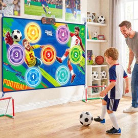 TPCSCH Upgraded Electronic Soccer Game for Kids Ages 3-5 6-8 8-12, Real-Time Scoring Target with 3 Modes, Indoor Outdoor Soccer Toss Toy with 2 Soft Ball, Soccer Bot Birthday Gifts for Boys Girls