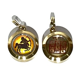 Zodiac Constellation Pendant Necklace - Sun Sign Amulet - Rashi Yantra Pendant - 3/4 Inch Brass Pendant with Zodiac Yantra (Sagittarius Sun Sign or Dhanu Rashi)