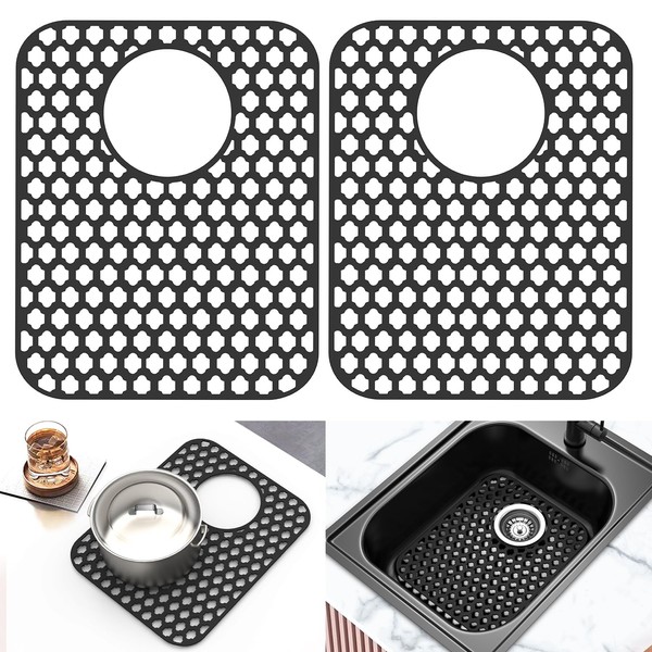 BEHOK 2 Pack Silicone Sink Protector for Kitchen Sink, 13.58"