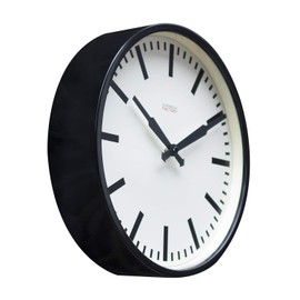 Cloudnola Station Metal Wall Clock, Black and White, 12 inch Diameter, Silent Non Ticking, Battery Operated Quartz Movement
