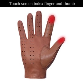 Meetoget Men's Leather Driving Gloves Unlined Goatskin Auto Driving Gloves With Touchscreen Gloves CAM01,CAMEL,Size L