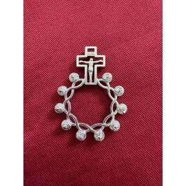 Autom Prayer Beads 1 3/4" Silver Plate Crown of Thorns Rosary Ring By Autom