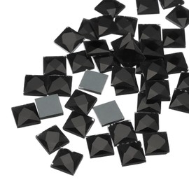 sourcing map 50 Pcs Acrylic Flat Back Rhinestones 12mm Square Artificial Gemstone for Crafts Face Painting Costume Jewelry Making Black