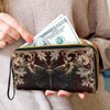 Jolamirel Gothic Moth Slim Wallet for Women Retro Damask Floral