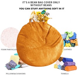 Stuffed Animal Storage Bean Bag Chair Cover - Washable Ultra Soft Corduroy Cover for Organizing Plush Toys or Textile, Sack Bean Bag for Adults, Teens