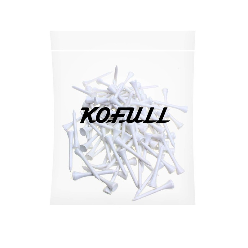 KOFULL Professionelle Golf-Tees aus Holz, Größe 54 mm, Weiß, 100