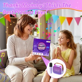 Mini Karaoke Machine for Kids Adults (2025 Upgraded), Portable Bluetooth Speaker with 2 Wireless Mics, Built-in Phone Holder and Emoji Animation, Birthday Gift for Boys Girls 3-12 Home Karaoke Party