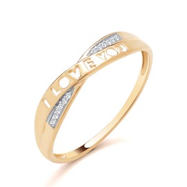 Old English Jewellers 9ct Yellow Gold Natural Diamond I Love You Eternity Crossover Ring size K to S (P)