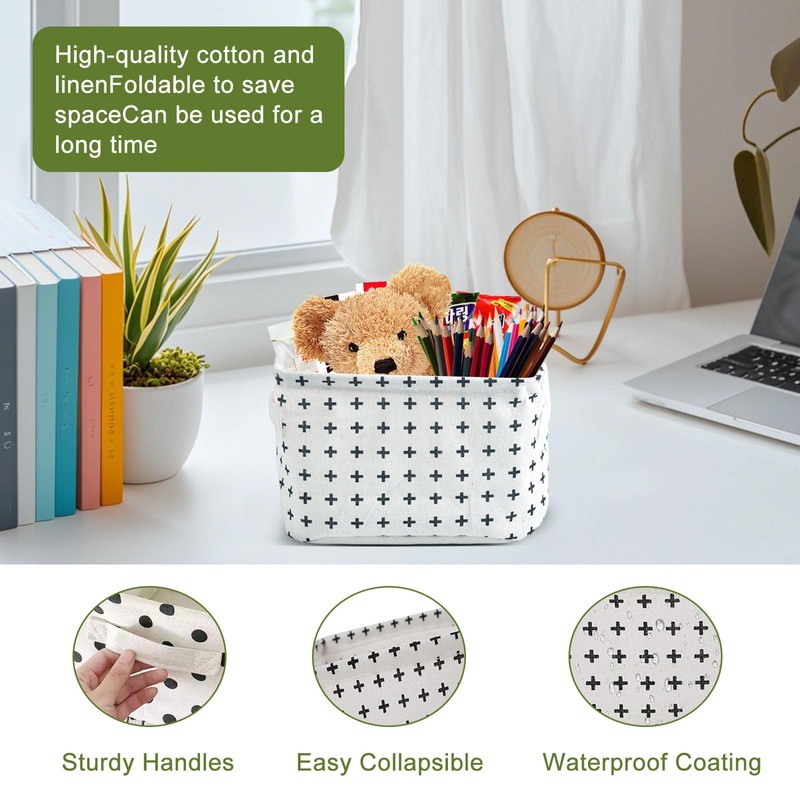 Small Storage Baskets, 4PCS Fabric Storage Basket Organizer with Handles,