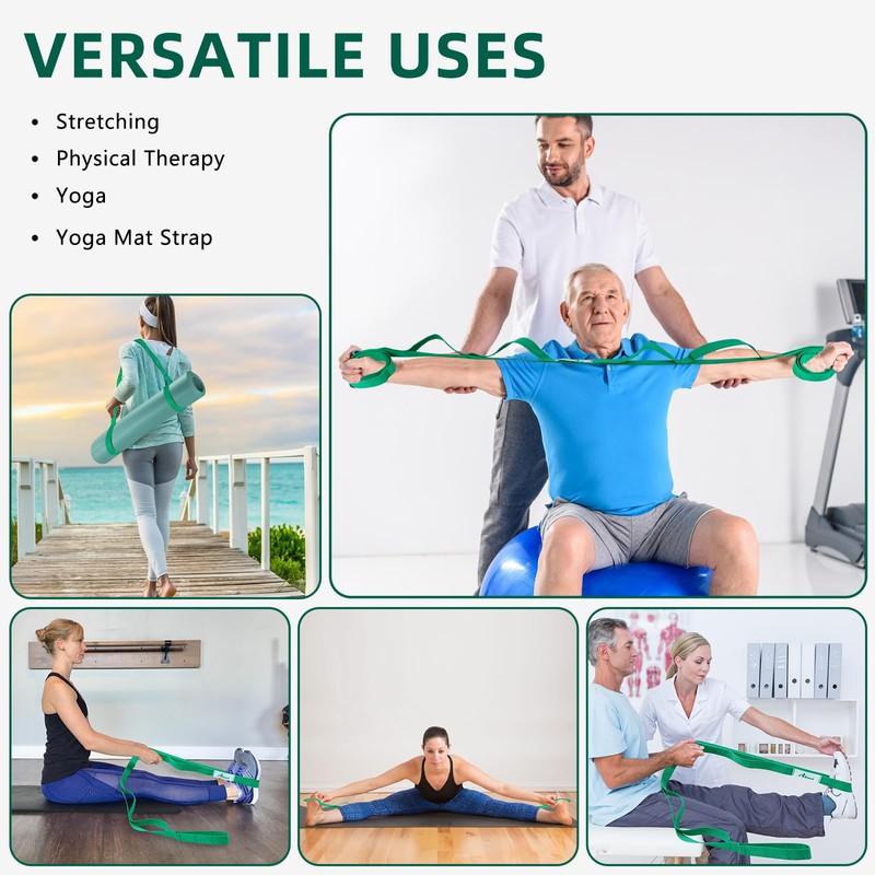 Abiarst Stretching Strap Yoga Straps for Physical Therapy, 10 Loops