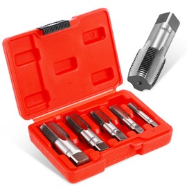 Pipe Taps, Thread Repair NPT Taps, 1/8, 1/4, 3/8, 1/2, 3/4, GCR15 Bearing Steel, OSALADI Manual Threading Pipe Tap Set, Set of 5, Plumbing Threading Tool, For Water Pipes, Includes Dedicated Storage