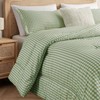 SunNewt Full Comforter Set, Fluffy Green Gingham Plaid Bedding, 3