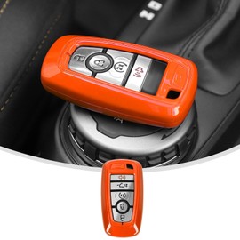 Linskip KeyForm™ Orange Key Fob Cover for Ford Expedition Mustang Bronco Sport Raptor F150 F250 F350 F450 F550 Maverick Edge Explorer Escape Ecosport Ranger, 3/4/5 Button, Durable Protective Shell