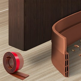 DAQI Guardapolvo y Protector para Puerta de 3 Capas,Tira de Sellado Autoadhesiva de Silicona,Tira de Sellado de Puerta y Ventanas para Aislamiento acústico/Viento/Polvo/Insectos. (Marrón)