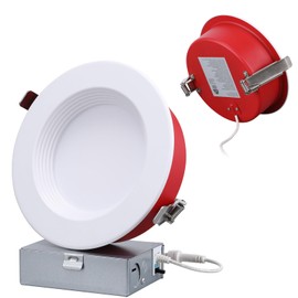 TORCHSTAR 6 Inch 5CCT 2 Hour Fire Rated LED Recessed Lights, UL263 Listed, 2700K/3000K/3500K/4000K/5000K, Baffle Recessed Lighting with J-Box, CRI90, Dimmable Canless Downlight, ETL & ES & T24