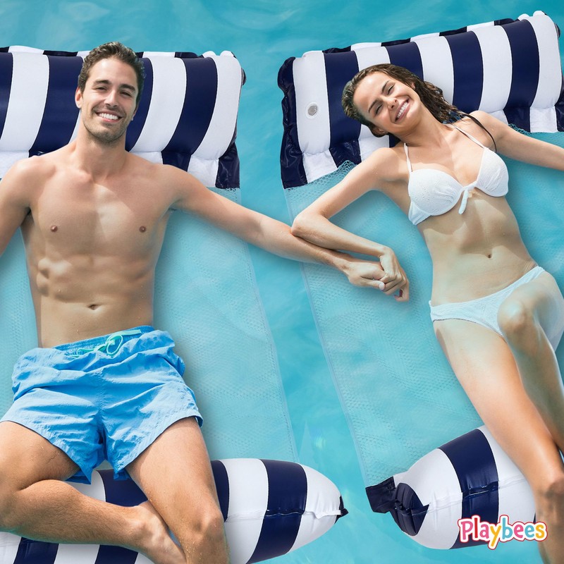 Hammock Pool Float Blue Multi-Purpose Inflatable Water Pool Floats Fun