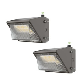 TIERONE 50W LED Wall Pack Light Dusk to Dawn Photocell Outdoor Commercial Security Area Lighting Fixture UL Listed 5500LM 4000K Daylight 400W HPS/HID Equivalent IP65 Waterproof 120-277V 2PACK