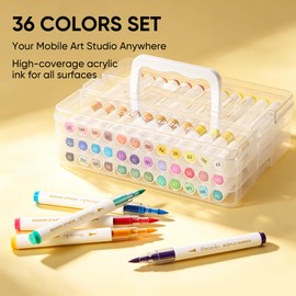 finenolo 36 Colors Brush Tip Acrylic Paint Markers, Water-Based Paint Pens