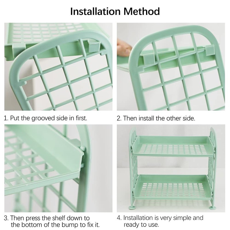 QUMENEY Desktop Rack Cosmetic Stationery Storage Holder, 2-Tier Multifunctional Plastic