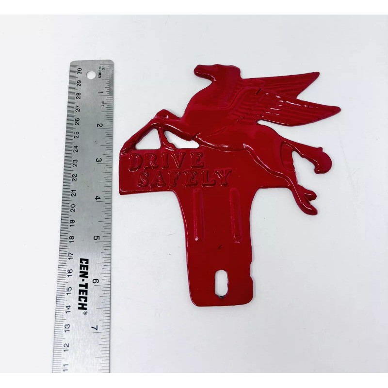 Red Mobil Gas Pegasus Cast Iron License Plate Topper
