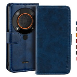 Shantime Stylish Leather Wallet Case Compatible with AGM G1 Pro, Magnetic Shockproof Flip Cover with Card Holders, Photo Frame and Kickstand(Blue)