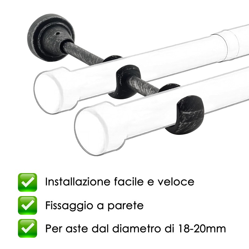 GIRASOLE HOME® 2 x Double Sided Open Curtain Pole Brackets