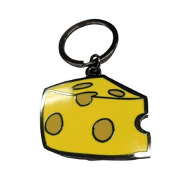 Applicable Pun Cheddar Slice Yellow Cheese - 1.75 inch Metal Keychain with Keyring