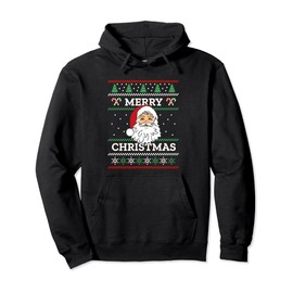 Merry Christmas Santa Claus Pullover Hoodie, black