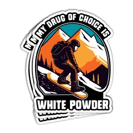 MAIANEY (3Pcs) My Drug of Choice is White Powder Sticker Funny Skiing Sticker Ski Skier Sticker Winter Snow Sports Mountain Ski Sticker Decoration Car Phone Laptop Skateboard Bumper Stickers 3"x4"