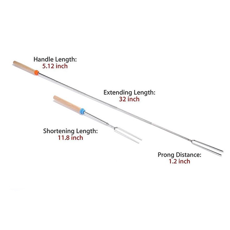 Oilmal BBQ Stick with Anti-scald Wooden Handle Roasting Fork Roaster