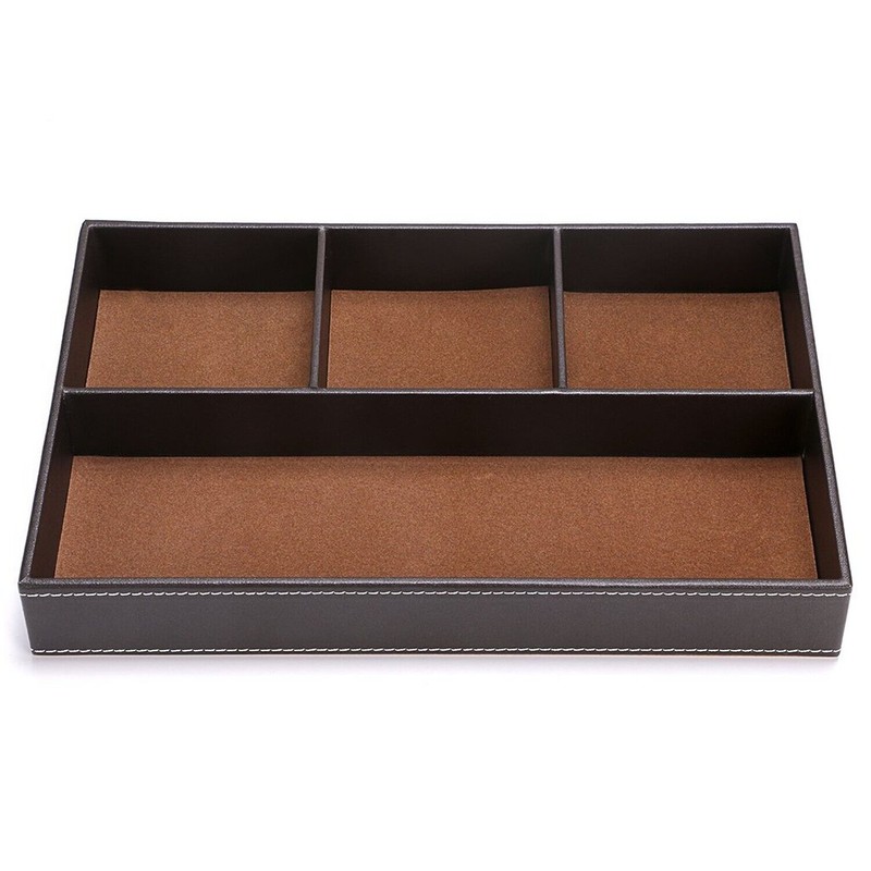 BTSKY 4 slots Desk Drawer Organizer, PU Leather Drawer Storage
