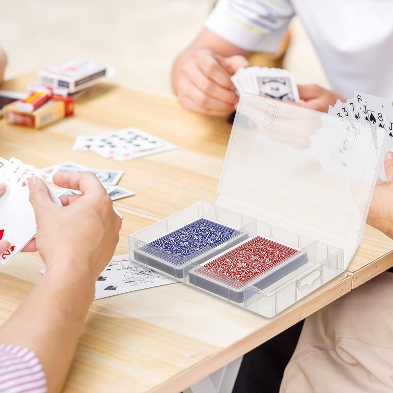 4 PCS Plastic Bridge Size Playing Cards Boxes, Snaps Closed