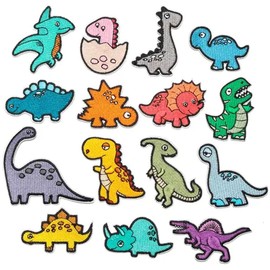 Set De 15 Parches Bordados Termoadhesivos Dinosaurios