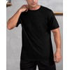 QUALFORT Men's Black Short Sleeve T-Shirts Cotton Crewneck Soft Undershirt