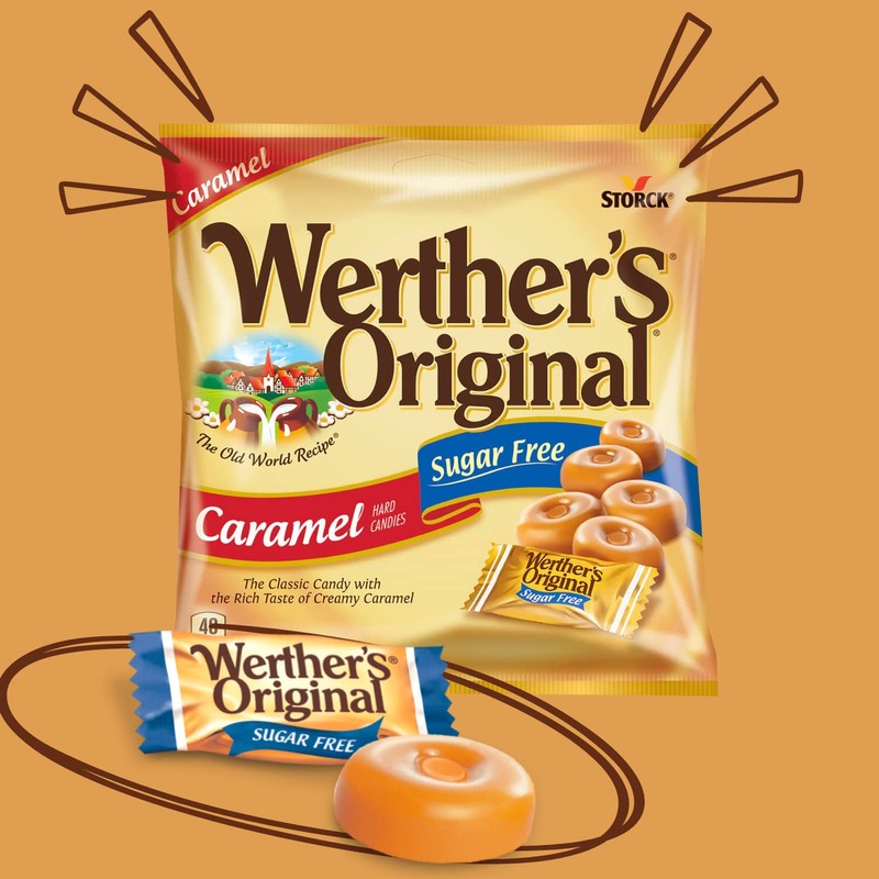 Werther's Original Caramel Sugar Free Hard Candies, Individually Wrapped Snacks