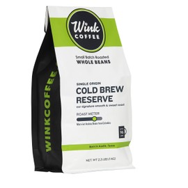 Wink Coffee Cold Brew Reserve, Dark Roast Whole Bean Coffee, Single Origin Colombian Arabica Beans, 2.2 lb, Small-Batch, Smooth, Sustainably Sourced