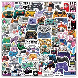100PCS Small Sized Gamepad Stickers, Cool Classic Game Remote Control Sticker Pack for Bumper Water Bottles Laptop, Vinyl Waterproof Graffiti Game Controller Handle Decals for Teens Boys and Adults