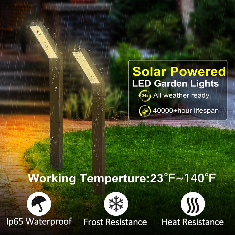 MOLEBIT Solar Outdoor Pathway Lights, IP65 Waterproof Landscape Lighting Solar