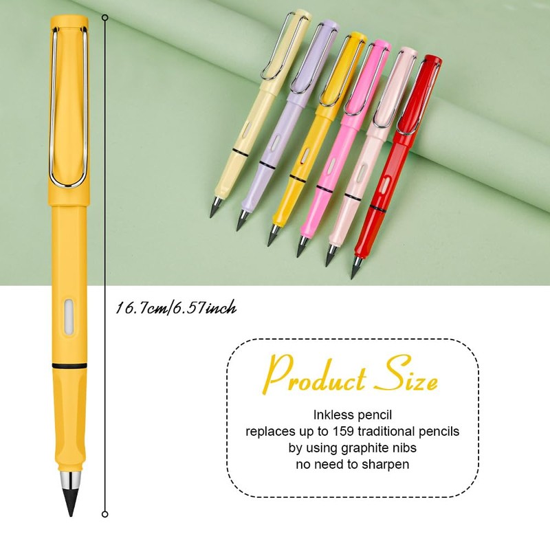 Ainiv Inkless Pencil Forever Pencil, 6 Sets Infinity Pencil Everlasting