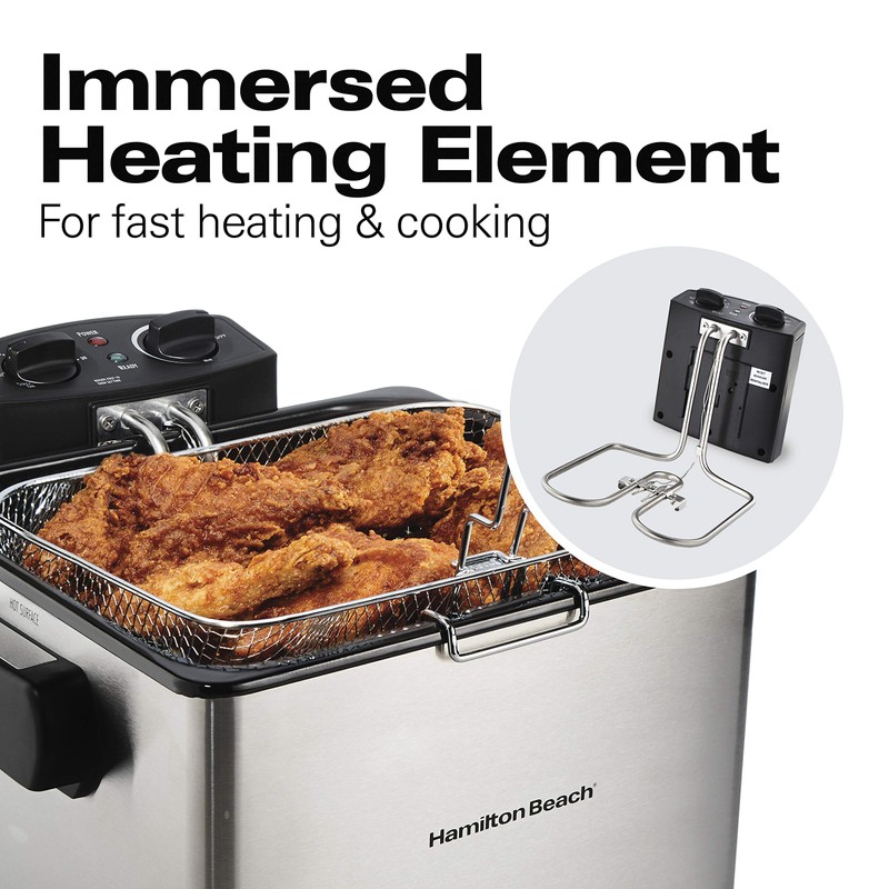 Hamilton Beach Electric Deep Fryer with Basket and Lid, 4.5