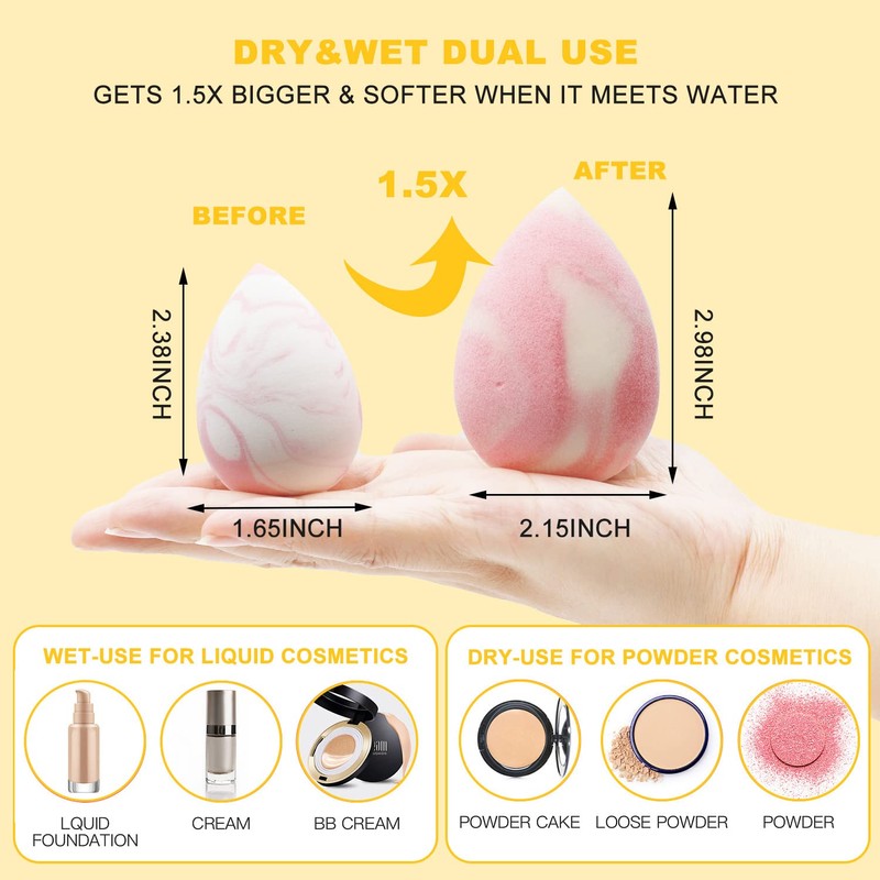 Daybyday Juego de esponjas de maquillaje, esponjas de maquillaje, multicolores,