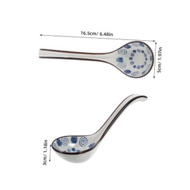SHOWERORO 6pcs Long Handled Ceramic Soup Spoons Elegant Asian Serving Spoons for Soup Tea and Sugar Easy to Clean for Dining and Entertaining