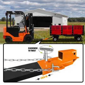 Vijay Forklift Trailer Hitch Attachment Competible with 2 Inch Receiver Clamp on Pallet Fork Trailer Towing Adapter with Safety Chain (Orange)
