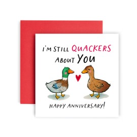 Huxters Anniversary Card for Husband or Wife - happiness in Love still Quackers about you Funny Card - 14.8cm (Anniversary)