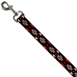 Buckle-Down Pet Leash - Navajo Red/Black/Gray/Red - 4 Feet Long - 1.5" Wide