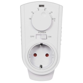 MC POWER - Socket Thermostat Climate Control | TCU-440 | 5-30°C, Max. 3,500W, 230V/16A, Temperature Sensor, Control of Air Conditioners and Heaters without Cable Installation